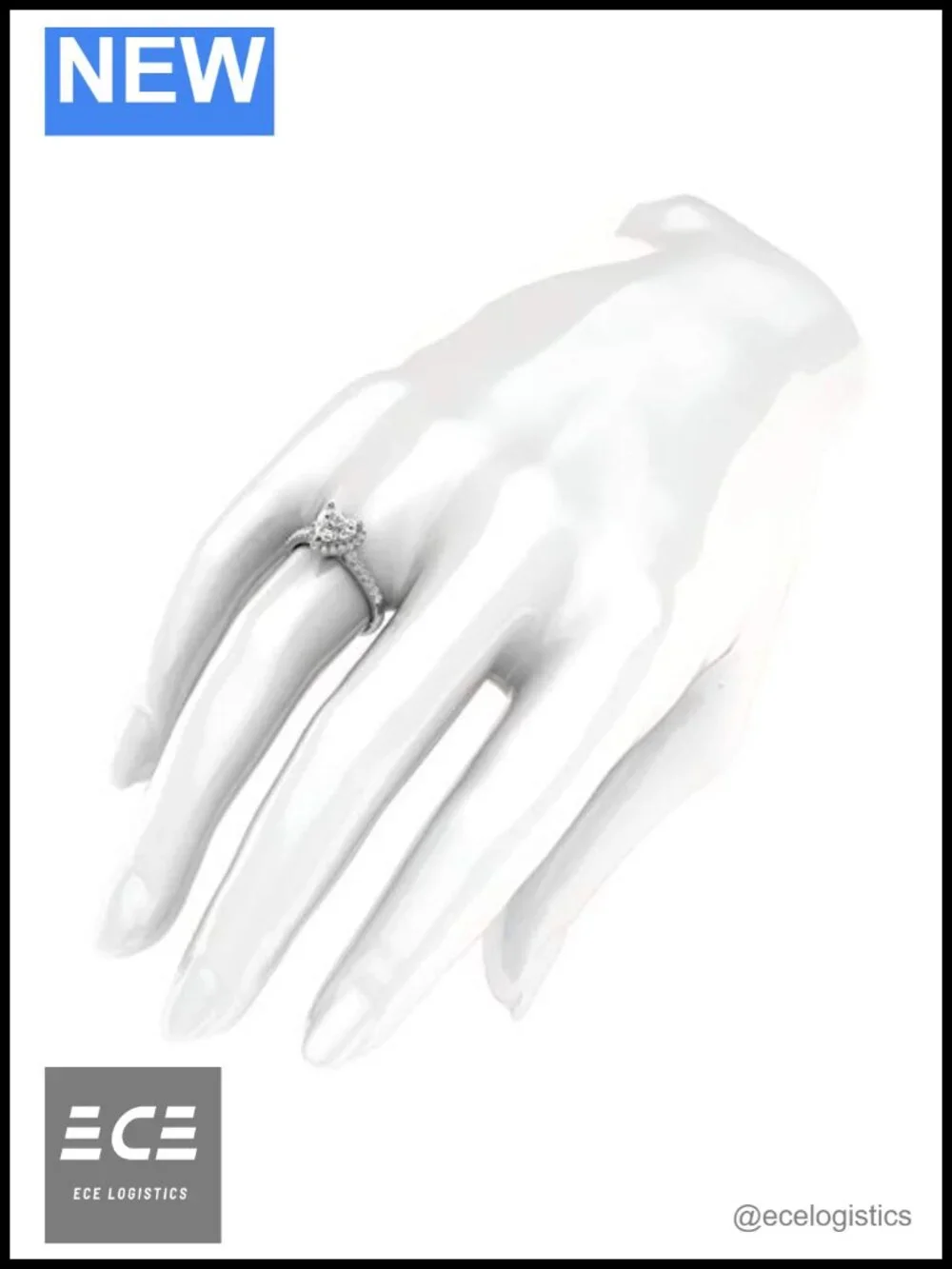 10k White Gold Heart Halo Engagement Ring Promise Bridal 1.5ct